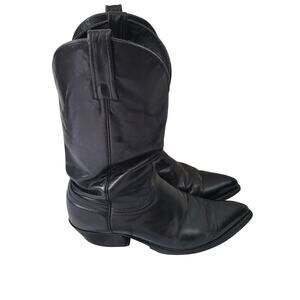 J. Chisholm Size 9 Black Leather Cowboy Boots Western Rodeo Classic